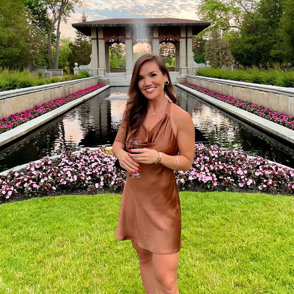 Silk Copper/Brown Cowl Neck Mini Dress Size S-M